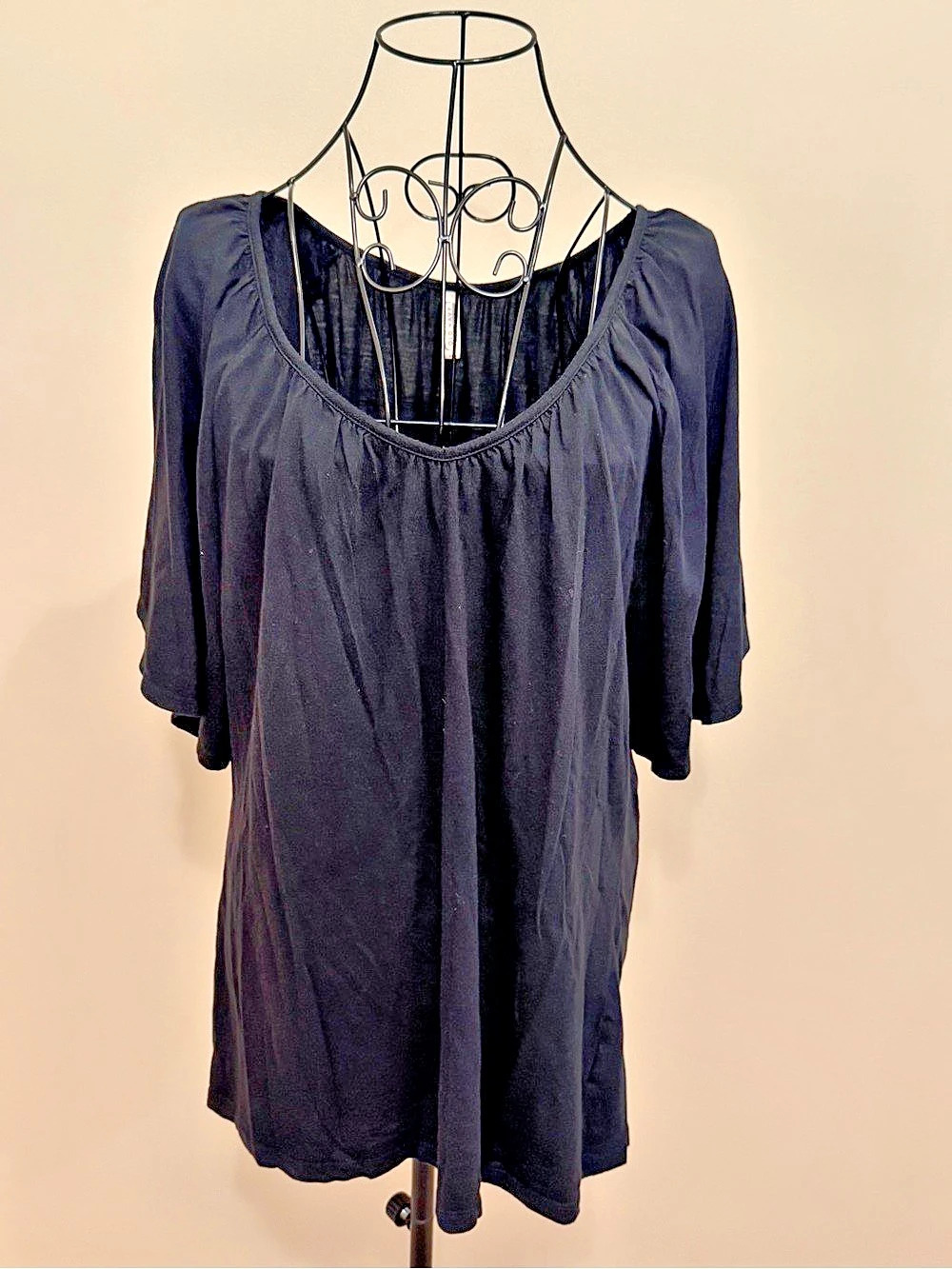 Old Navy Woman's Classic Basic Black Short Flutter Sleeve Tunic Size XL